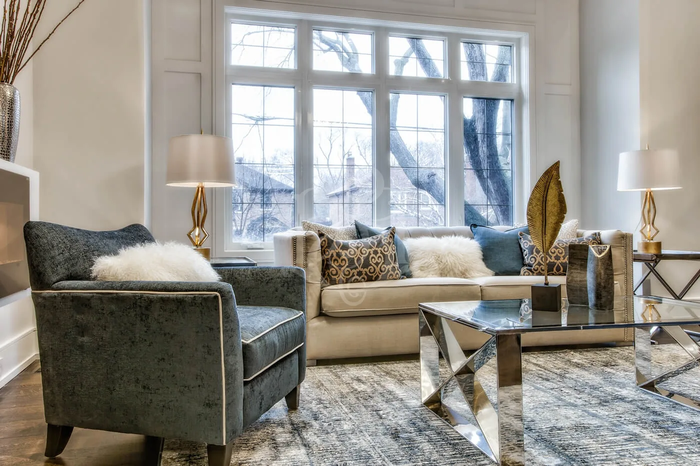 Contemporary living room, Otter Crescent residence, Toronto