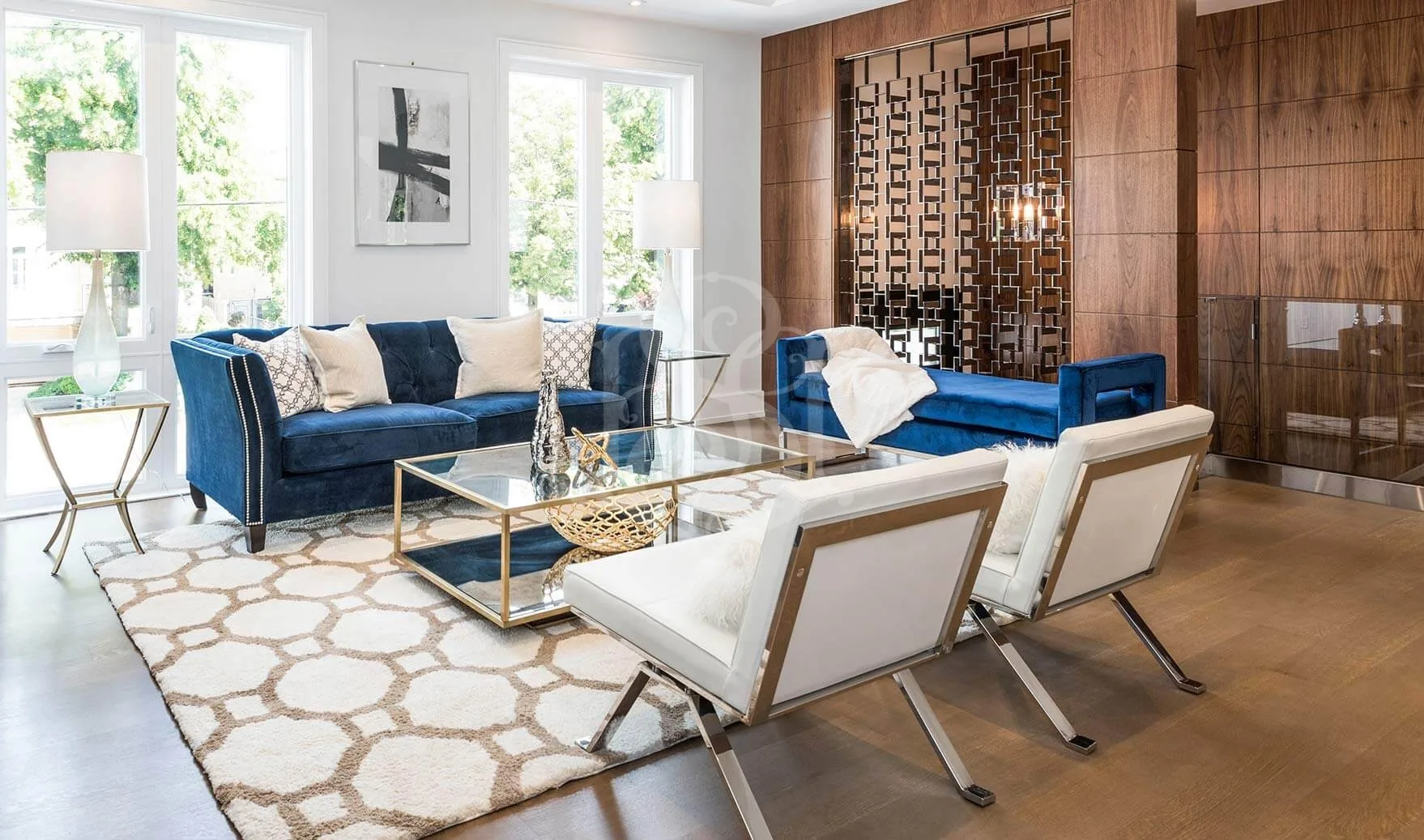 Scandinavian style living room staged for sale